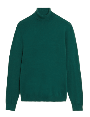 

Mens M&S Collection Pullover mit Rollkragen und hohem Baumwollanteil - Green, Green