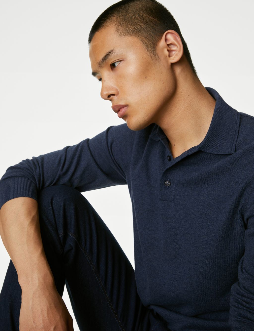 Cotton Rich Tipped Knitted Polo Shirt image 3