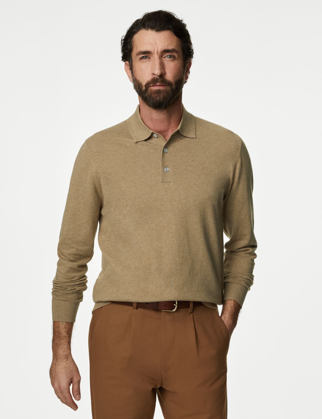 Cotton Rich Tipped Knitted Polo Shirt image 1