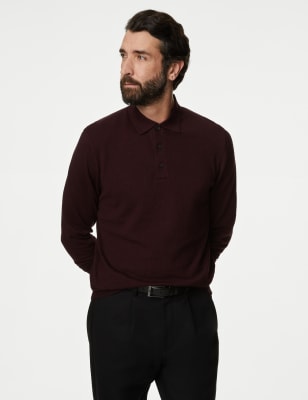 

Mens M&S Collection Cotton Rich Tipped Knitted Polo Shirt - Burgundy, Burgundy