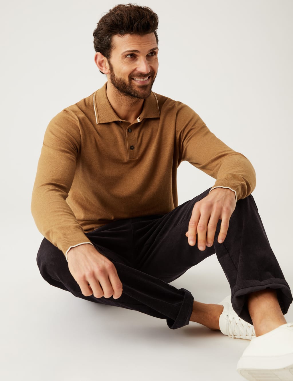 Cotton Rich Tipped Knitted Polo Shirt image 1