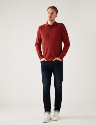 Cotton Rich Textured Knitted Polo Shirt