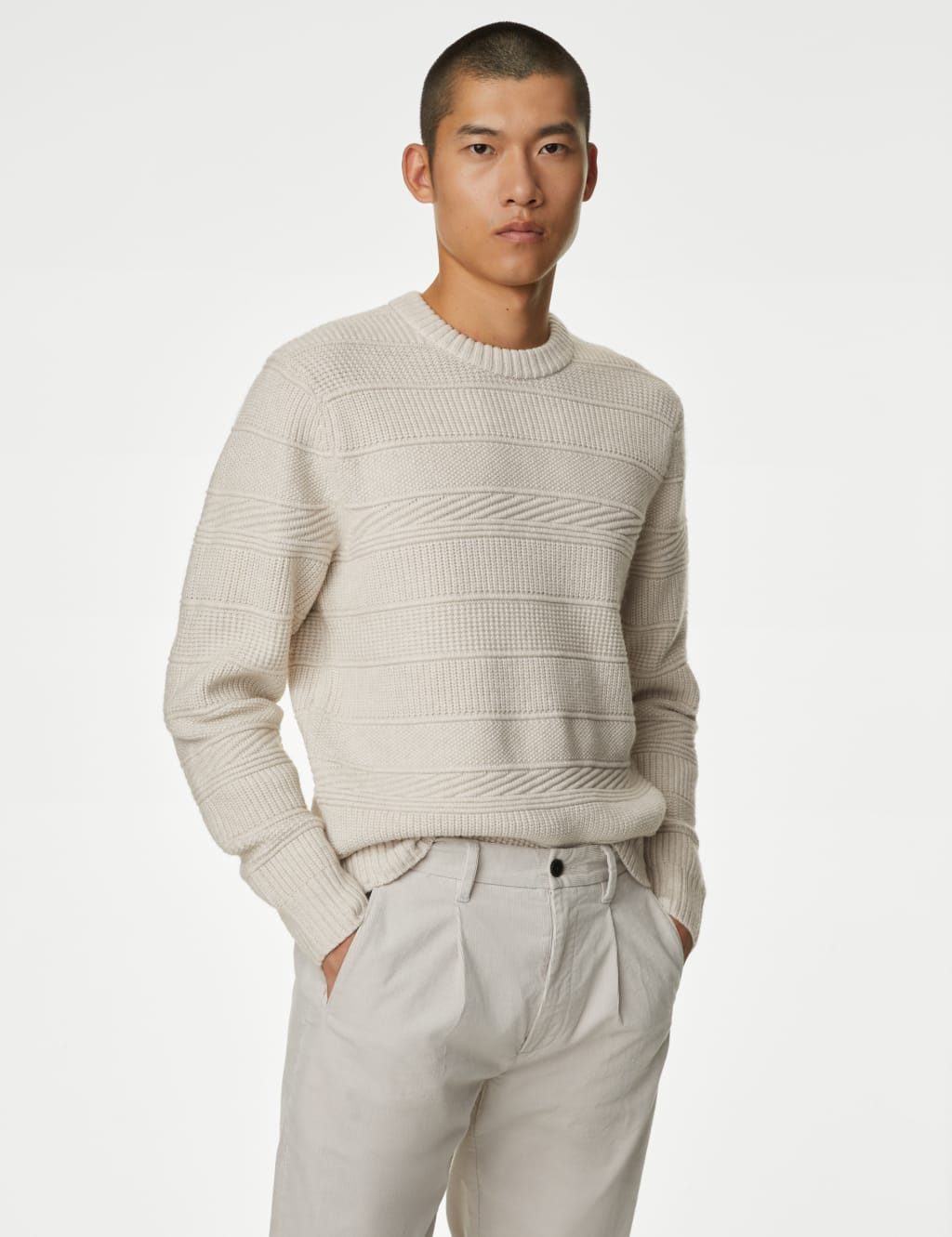 Textured Crew Neck Jumper image 3