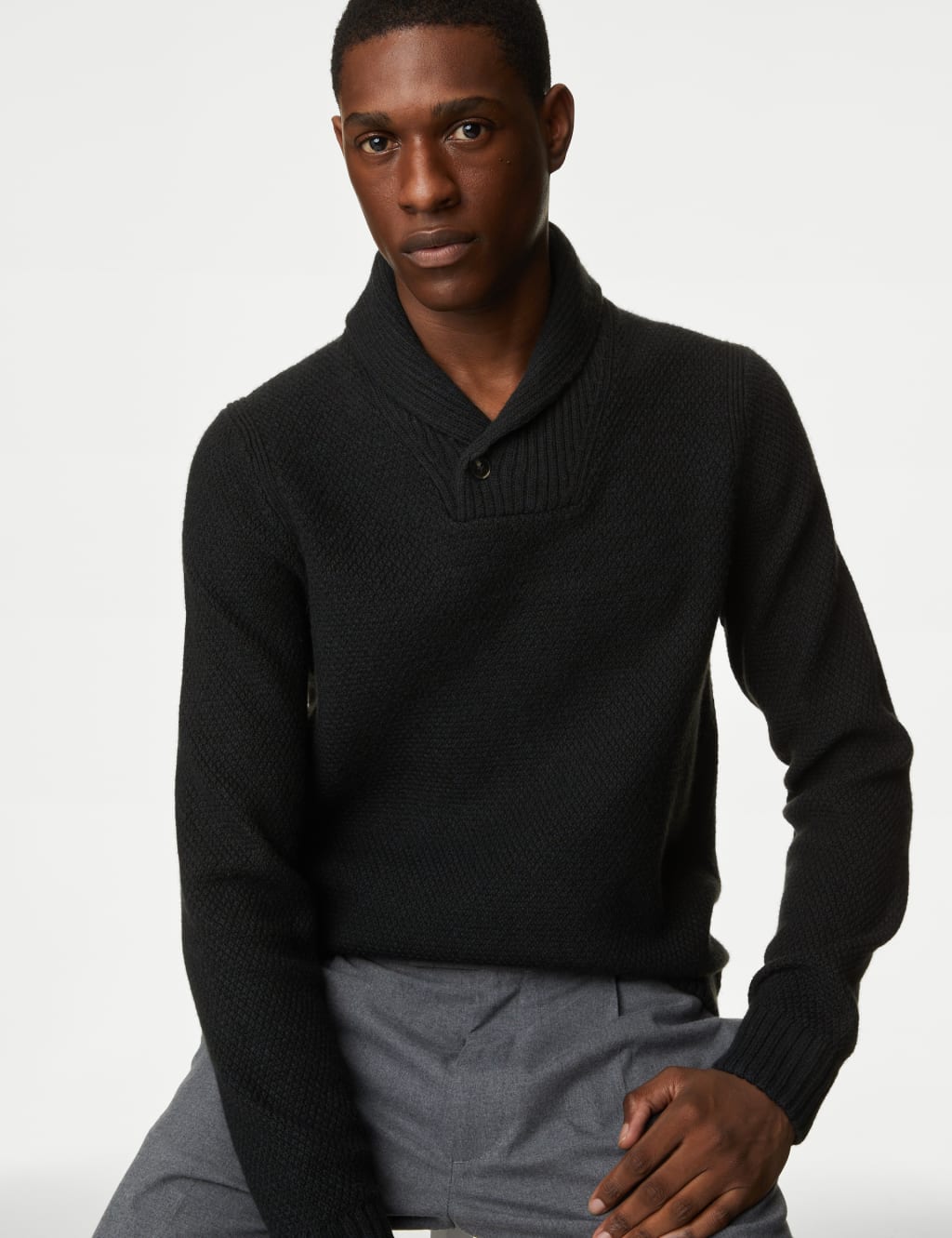 Textured Shawl Collar Jumper image 1