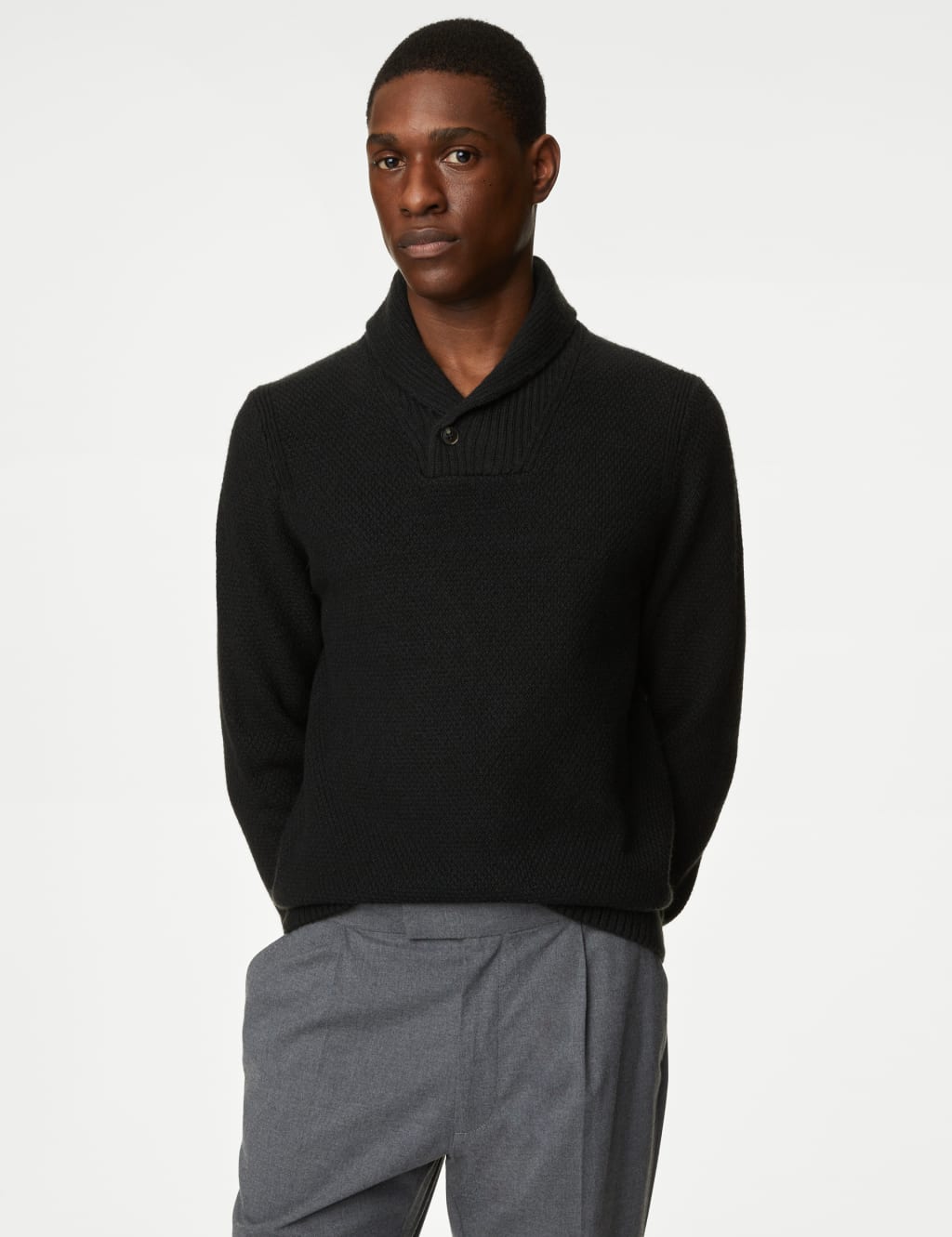 Textured Shawl Collar Jumper image 4
