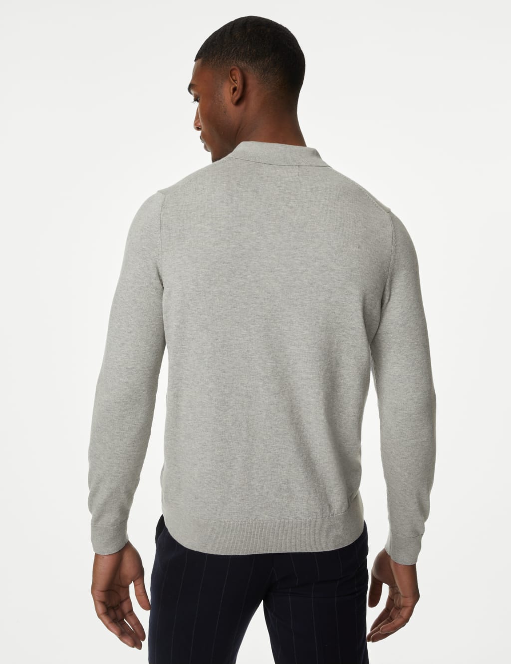 Cotton Rich Zip Up Knitted Polo Shirt image 5