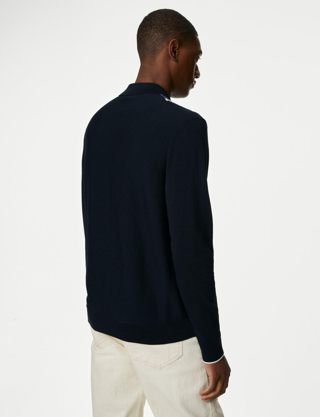 Cotton Rich Striped Knitted Polo Shirt image 5