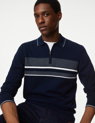 Cotton Rich Striped Knitted Polo Shirt | M&S Collection | M&S