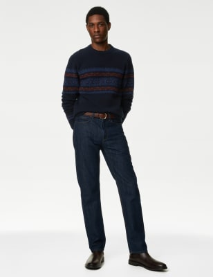 

Mens M&S Collection Pullover mit Rundhalsausschnitt und Norwegermuster - Navy Mix, Navy Mix