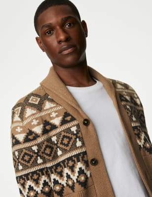 Cotton Blend Fair Isle Cardigan - SK