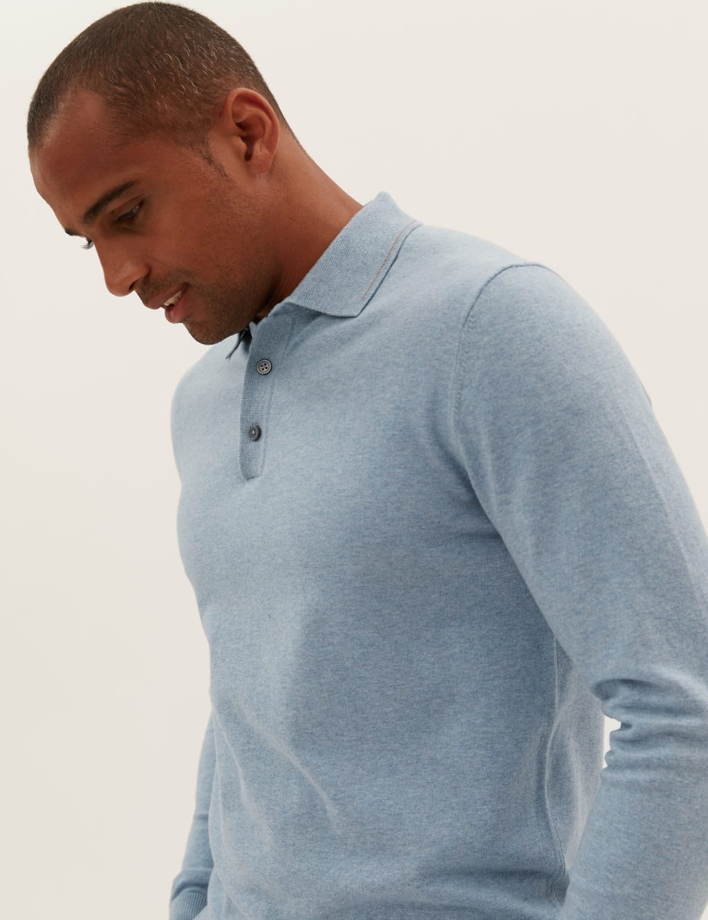 Cotton Rich Tipped Knitted Polo Shirt image 1