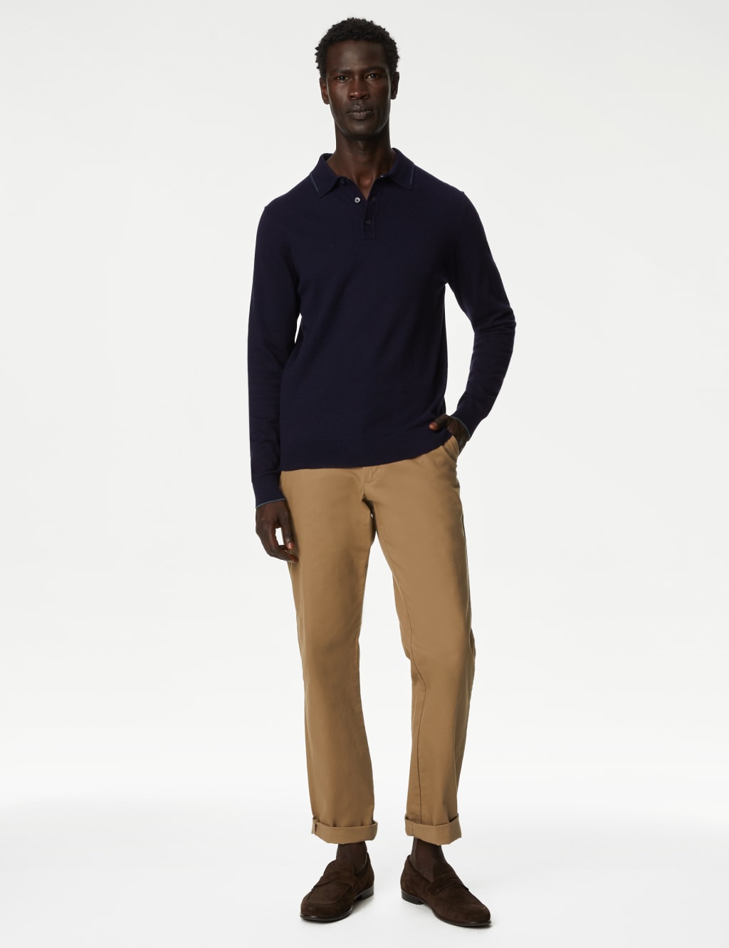 Cotton Rich Tipped Knitted Polo Shirt image 2