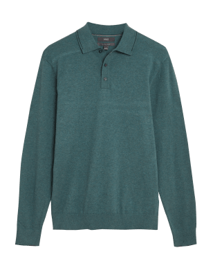 

M&S Collection Polo de algodón de punto con ribeteMens - Green, Green