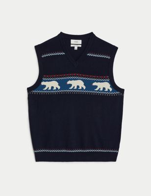 Pure Cotton Polar Bear Knitted Vest