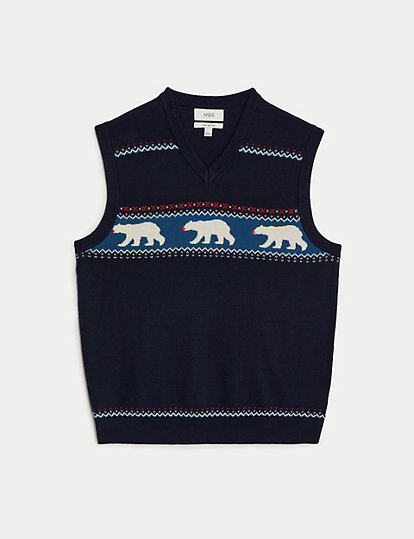 Pure Cotton Polar Bear Knitted Vest