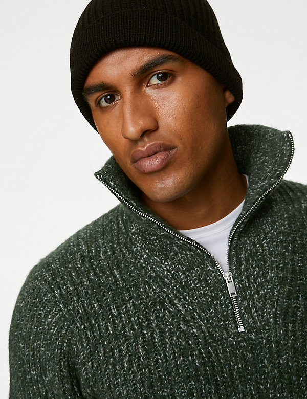 Chunky Funnel Neck Zip Up Jumper - US