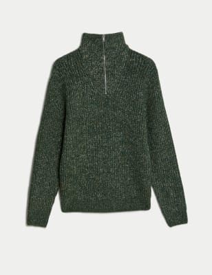 Chunky Funnel Neck Zip Up Jumper