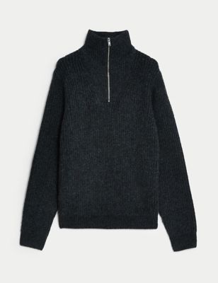Chunky Funnel Neck Zip Up Jumper