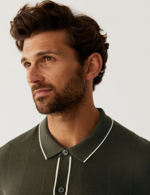 

M&S Collection Polo de punto texturizado de algodónMens - Khaki, Khaki