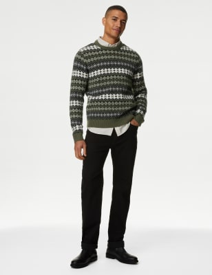 

Mens M&S Collection Fair Isle Crew Neck Jumper - Green Mix, Green Mix