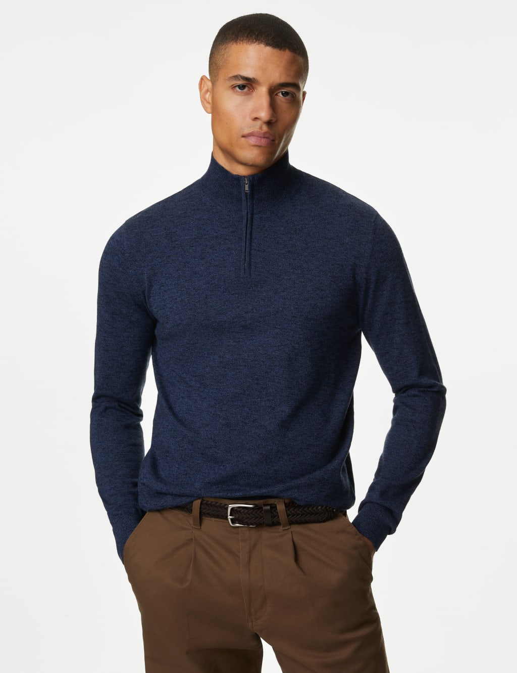 Cotton Rich Half Zip Jumper image 1