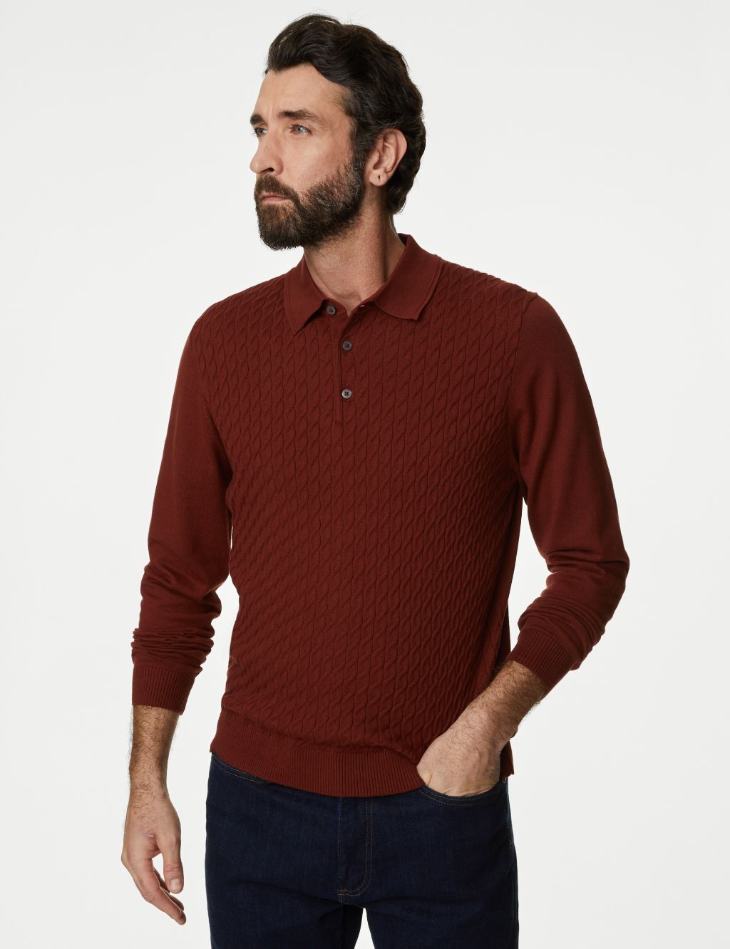 Cotton Rich Textured Polo Shirt image 3