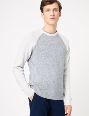 Pull en coton m&eacute;lang&eacute; &agrave; encolure ronde