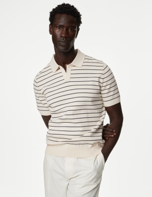

Mens M&S Originals Gestricktes Poloshirt aus mit hohem Supima®-Baumwollanteil mit Skipton-Motiv - Ecru, Ecru