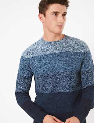 Pull &agrave; encolure ronde et motif color block