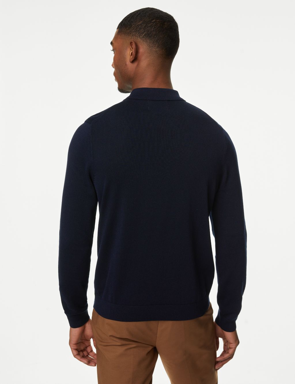 Cotton Rich Long Sleeve Knitted Polo Shirt image 5