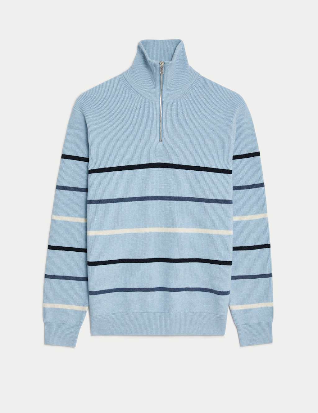 Cotton Blend Striped Half Zip Jumper image 2