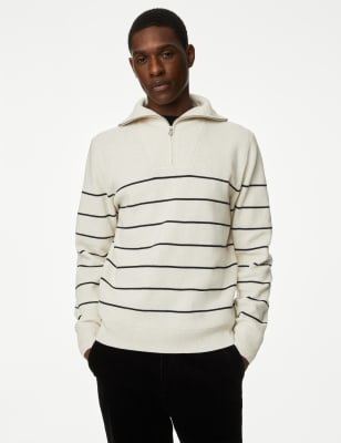 

Mens M&S Collection Cotton Blend Striped Jumper - Ecru, Ecru