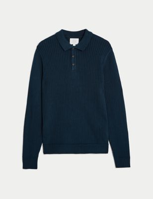 Knit Long Sleeve Polo Shirts