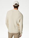 Geripptes Strick-Poloshirt aus Baumwollmischgewebe