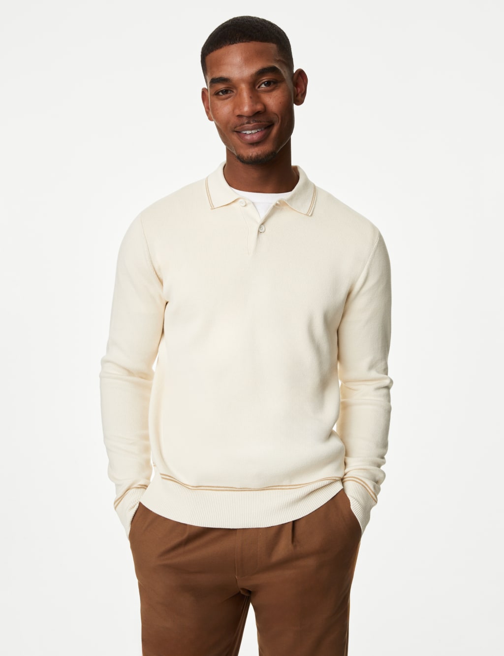 Cream polo shirt best sale