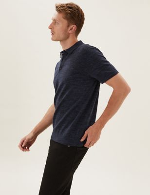 

Mens M&S Collection Cotton Rich Short Sleeve Knitted Polo - Midnight Navy, Midnight Navy