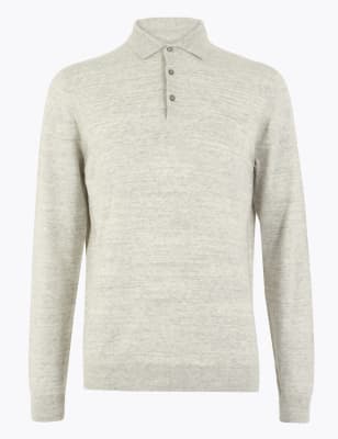 Polo en maille &agrave; manches longues