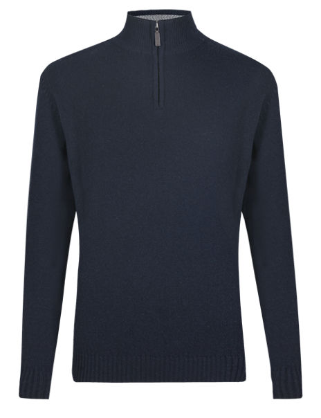 Pure Lambswool Zip Neck Jumper | M&S Collection | M&S