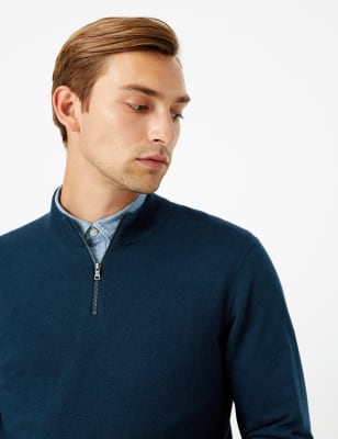 Pull en coton avec fermeture &agrave; glissi&egrave;re &agrave; mi-hauteur