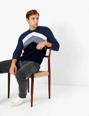 Pull 100&nbsp;% coton &agrave; rayures chevrons