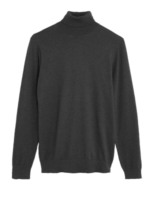 

Mens M&S Collection Pullover mit Rollkragen und hohem Baumwollanteil - Dark Charcoal, Dark Charcoal