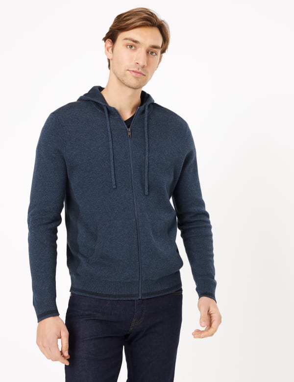 Cotton Zip Up Knitted Hoodie
