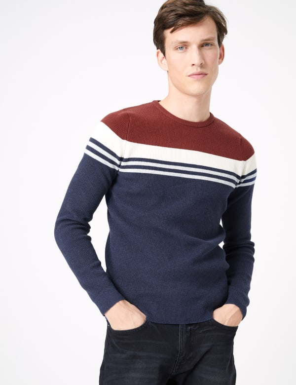 Cotton Stripe Crew Neck Jumper
