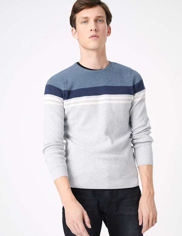 Cotton Stripe Crew Neck Jumper
