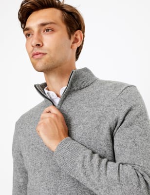 Top 100&nbsp;% laine d'agneau &agrave; encolure zipp&eacute;e