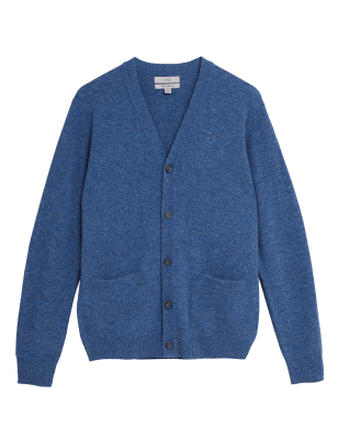 

Mens M&S Collection Pure Lambswool V-Neck Cardigan - Blue, Blue