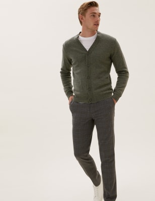 

Mens M&S Collection Pure Lambswool V-Neck Cardigan - Khaki Mix, Khaki Mix