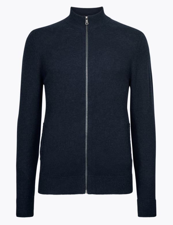 Pure Lambswool Zip Up Cardigan