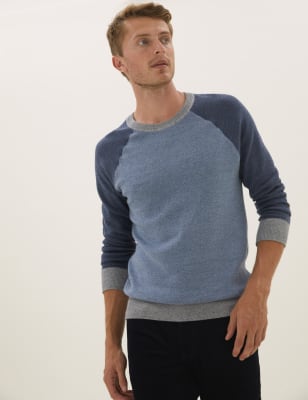 

M&S Collection Jersey de punto 100% algodón con escote cerradoMens - Blue Mix, Blue Mix