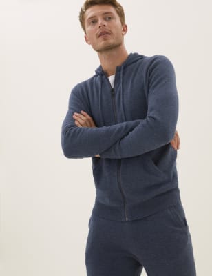 

Mens M&S Collection Pure Cotton Knitted Hoodie - Navy Mix, Navy Mix